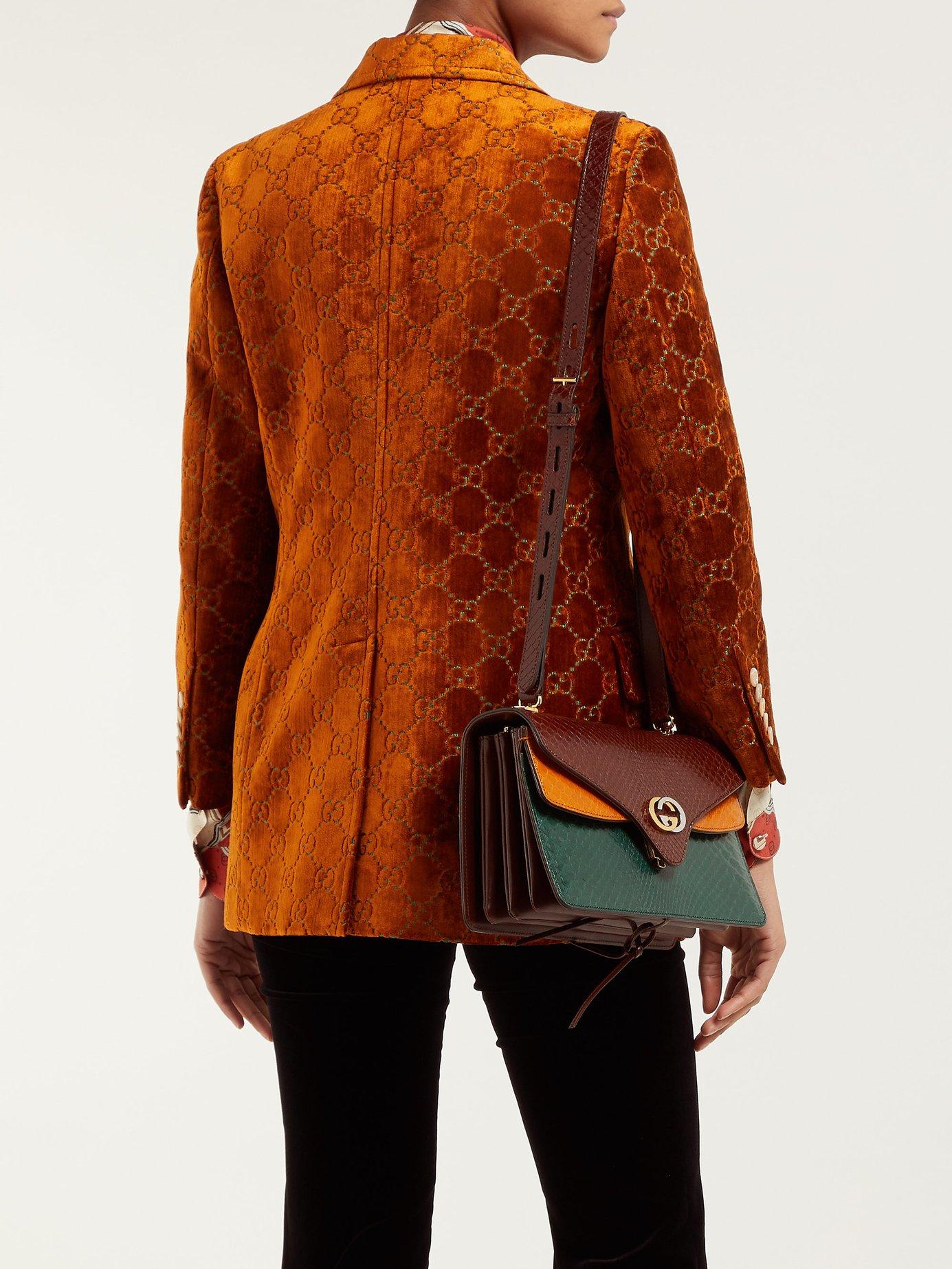 GUCCI GG PYTHON TRICOLOR ACCORDION SHOULDER BAG
