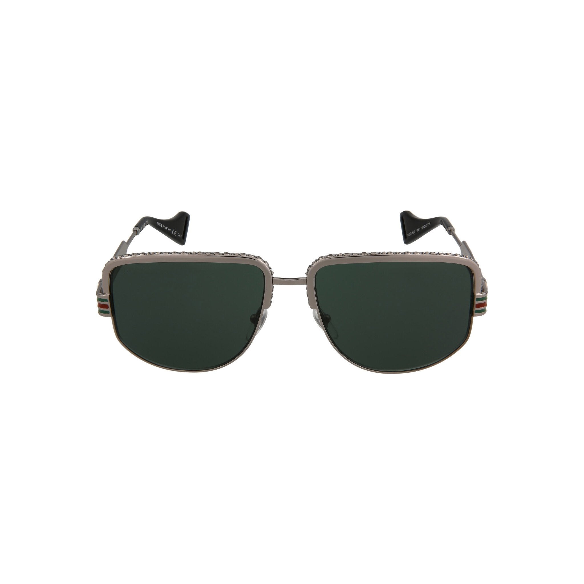 Gucci GG0585S-002 Men's Ruthenium & Green Novelty Sunglasses (S)