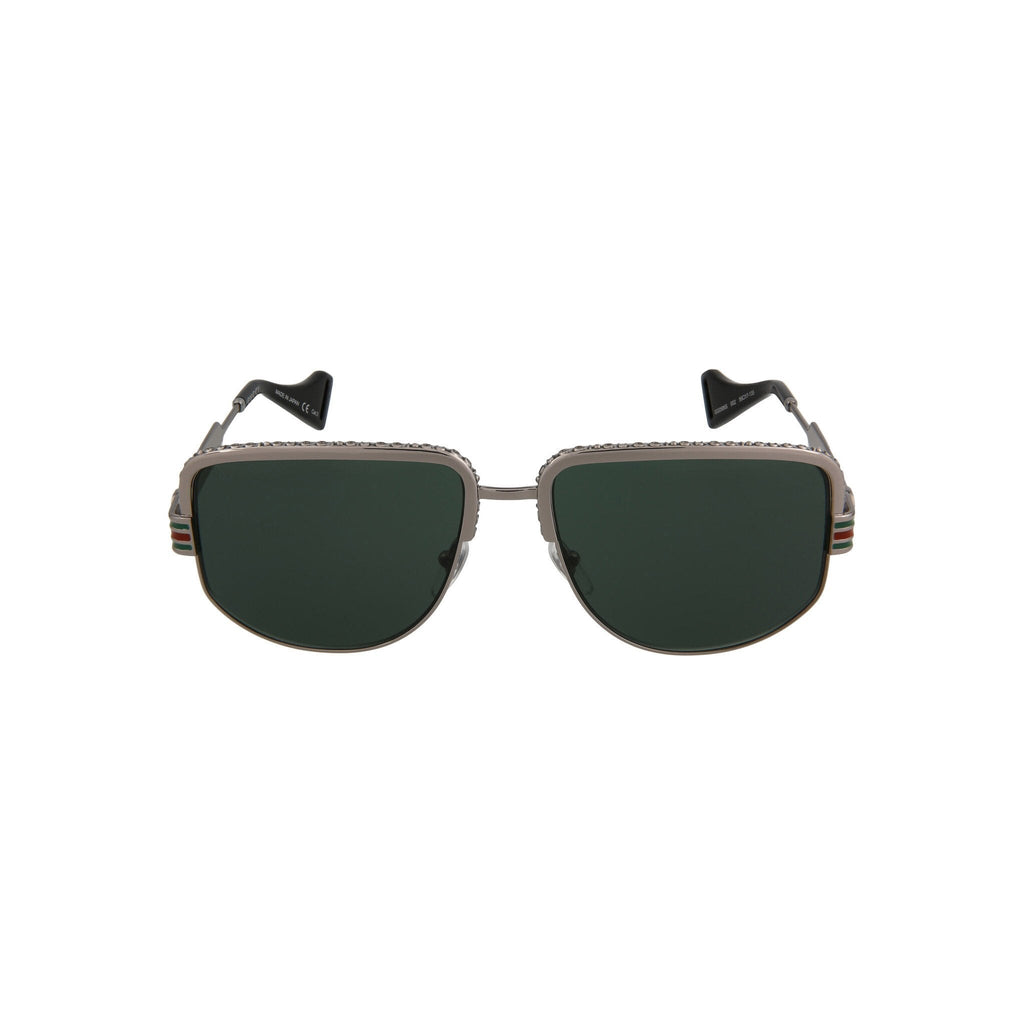 Gucci GG0585S-002 Men's Ruthenium & Green Novelty Sunglasses (S)