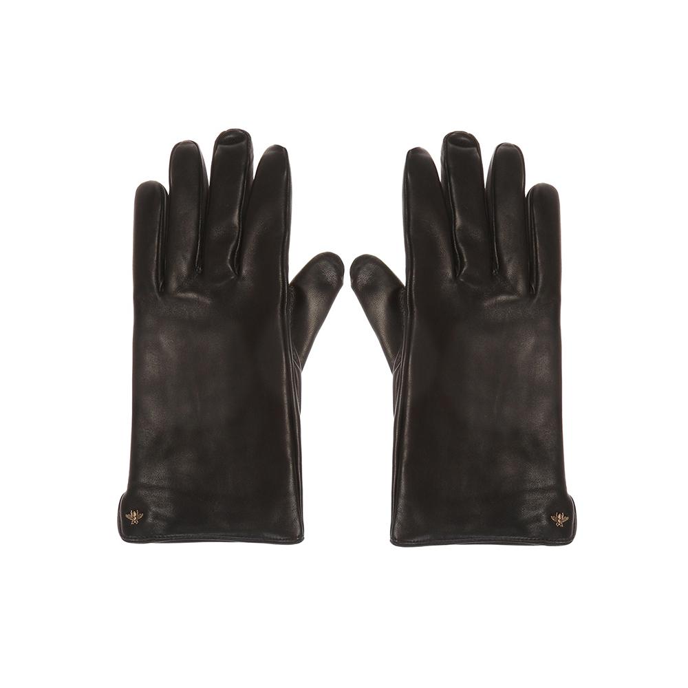 Gucci Gloves Men's 524061 BAP00 1000 Bee Black Lamb Leather & Cashmere (GGG1000)