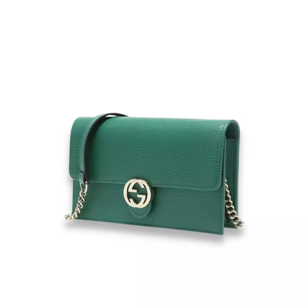 Gucci Green Leather Interlocking Bag