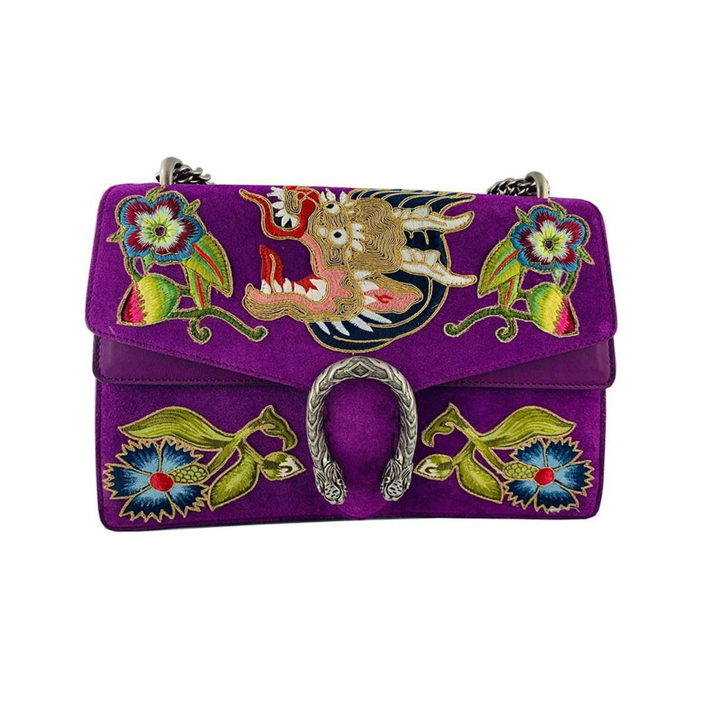Gucci Handbag Dionysus Dragon Purple Suede Shoulder Bag 403348