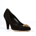 Gucci Heart Logo Women's Designer Shoes Black Suede Logo Pumps