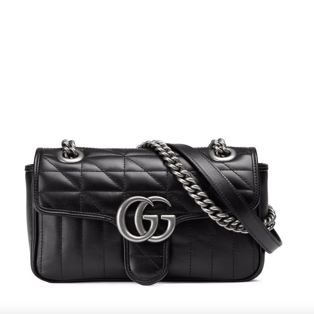 Gucci Mamont 446744 213317 Women's Black Leather Shoulder Bag (GG2080)
