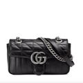 Gucci Mamont 446744 213317 Women's Black Leather Shoulder Bag (GG2080)