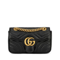 Gucci Marmont 446744 DTDIT 1000 Women's Black Matelassé Leather Mini Shoulder Bag (GG2078)