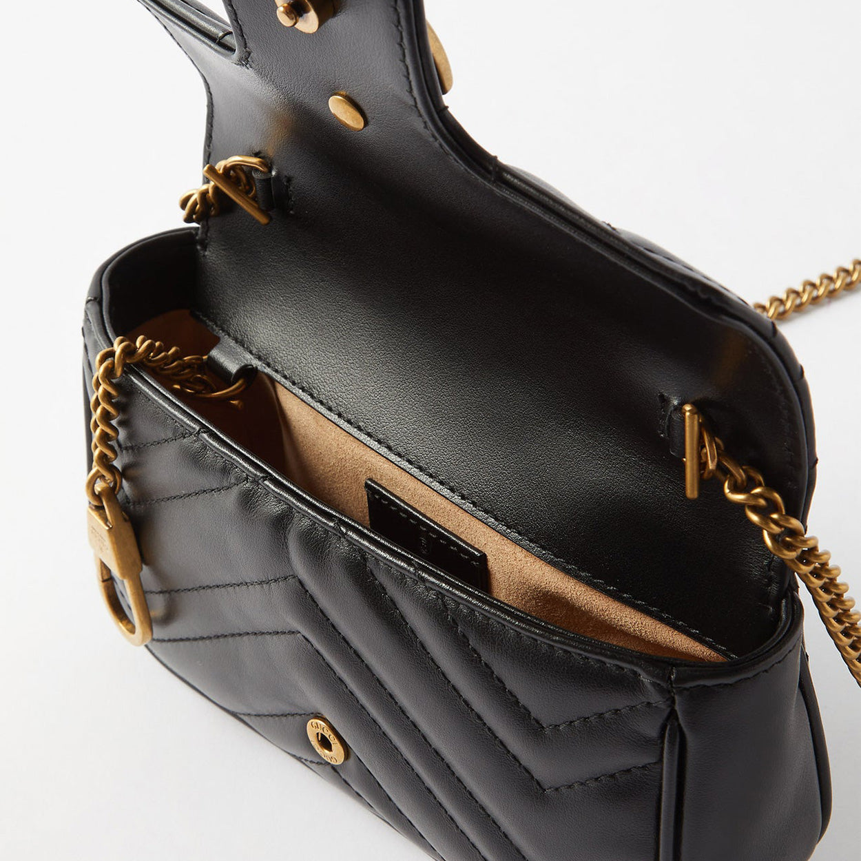 Gucci Marmont 476433 DTDCT 1000 Women's Black Matelassé Leather Super Mini Shoulder Bag (GG2077)