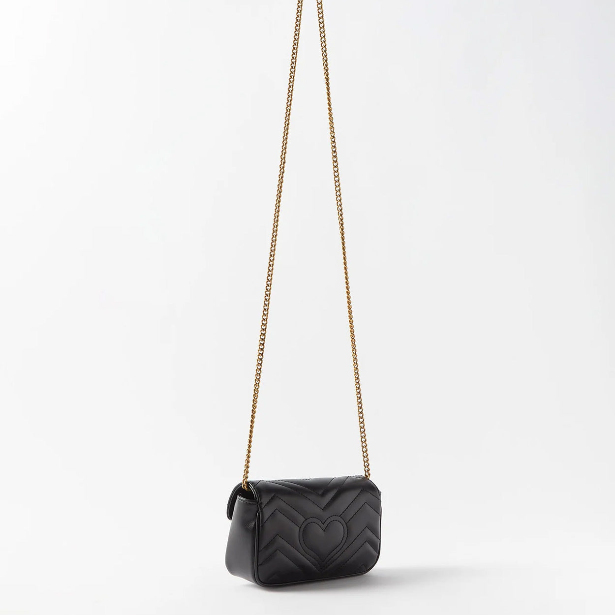 Gucci Marmont 476433 DTDCT 1000 Women's Black Matelassé Leather Super Mini Shoulder Bag (GG2077)