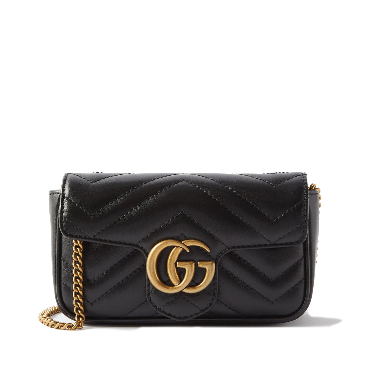 Gucci Marmont 476433 DTDCT 1000 Women's Black Matelassé Leather Super Mini Shoulder Bag (GG2077)