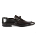 Gucci Men Designer Shoes Smooth Black Leather Classic Loafers - 121471 (GGM1538)
