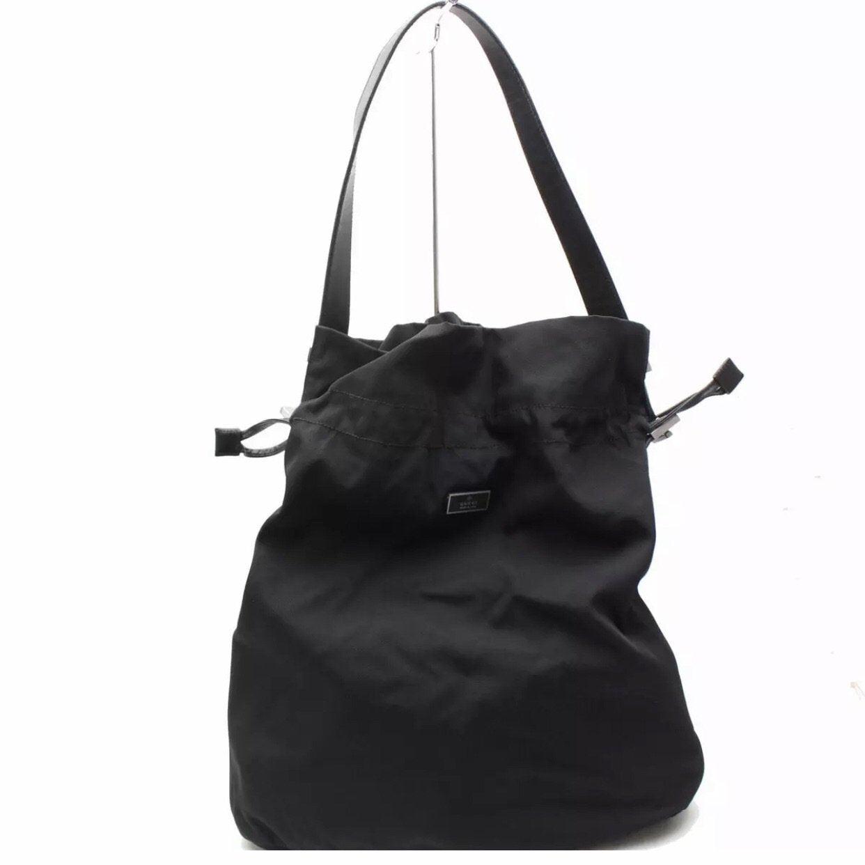 Gucci Nylon Drawstring Bucket Tote Bag-Bags-Gucci-Black-JustGorgeousStudio.com