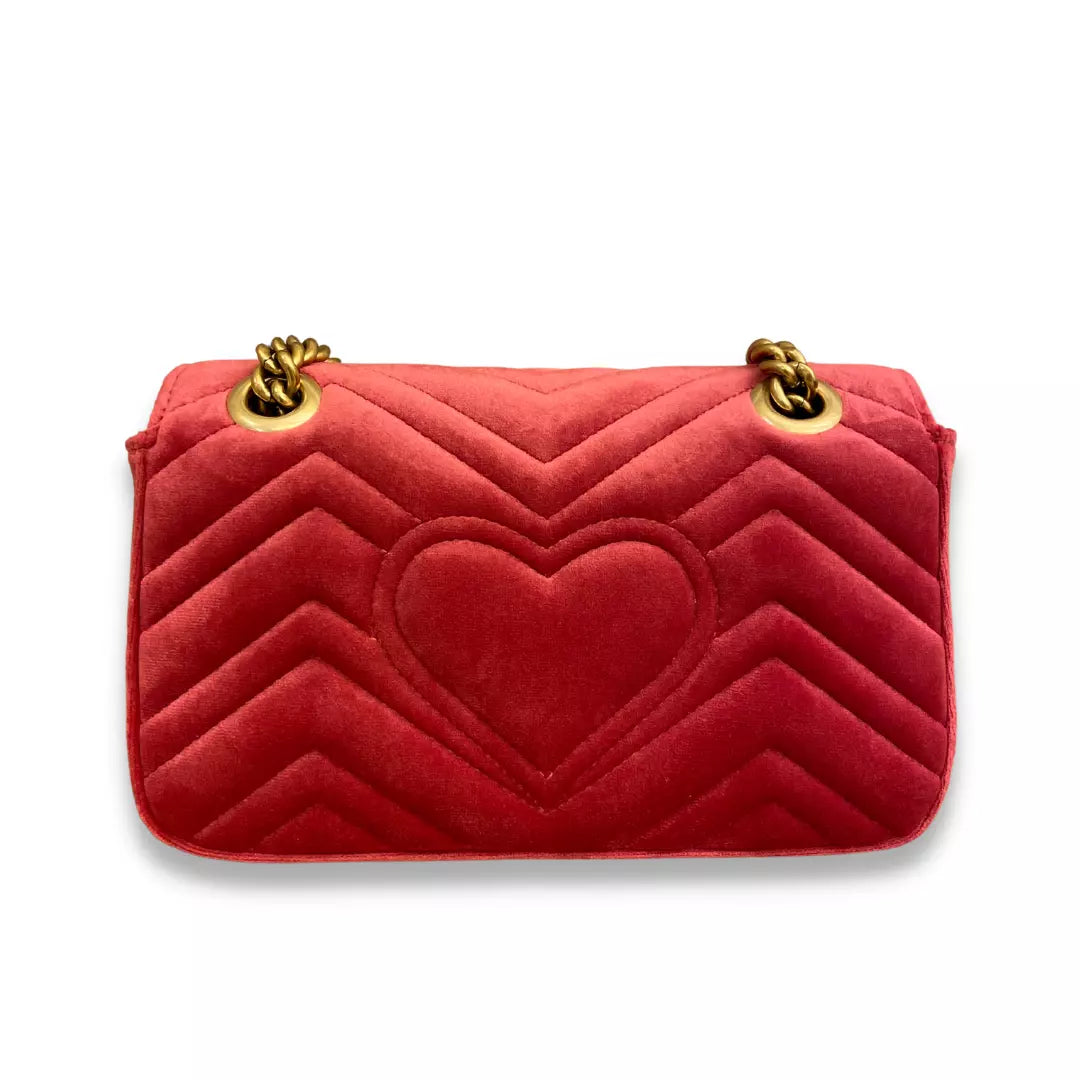 Gucci Pink Metalassé Velvet GG Marmont Bag