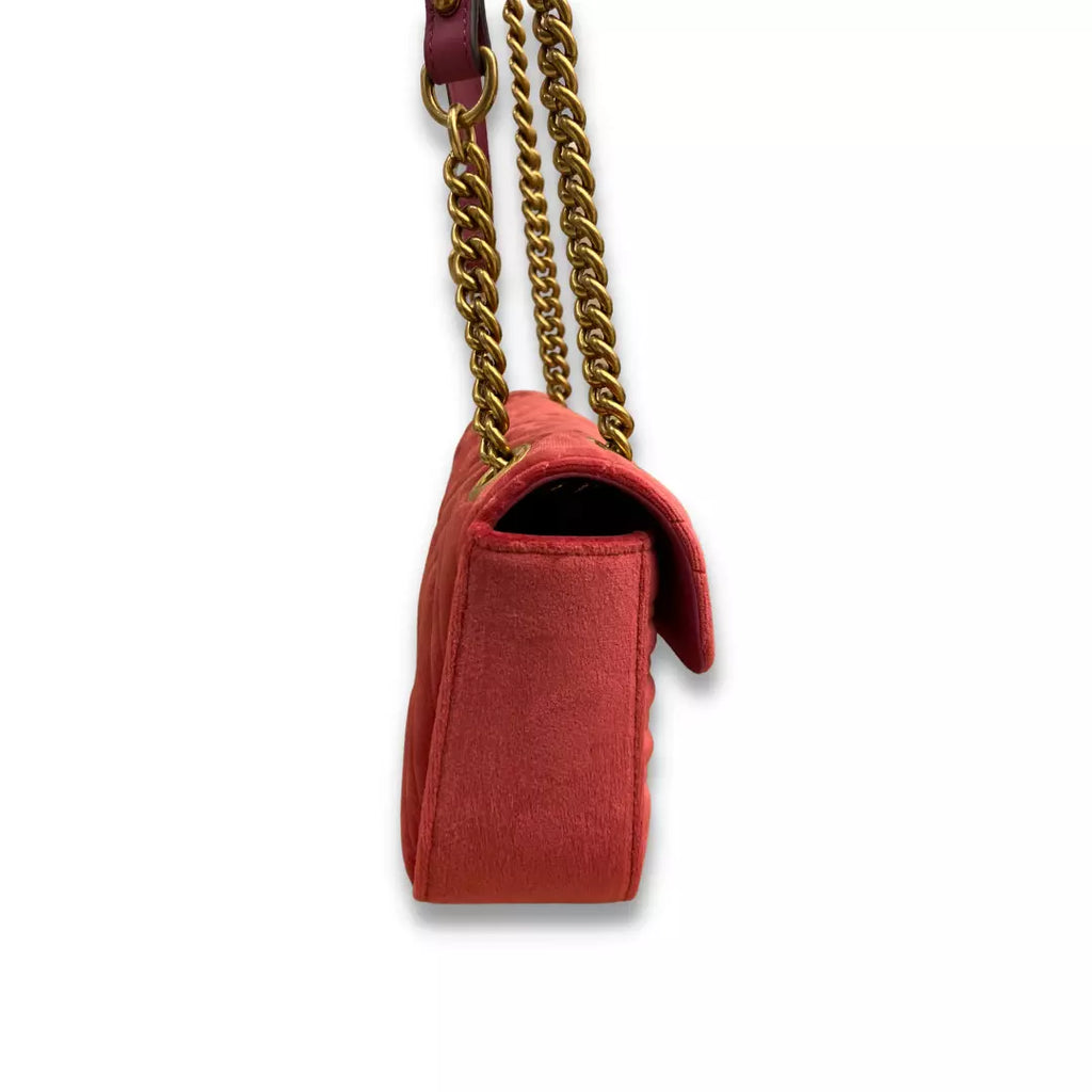 Gucci Pink Metalassé Velvet GG Marmont Bag