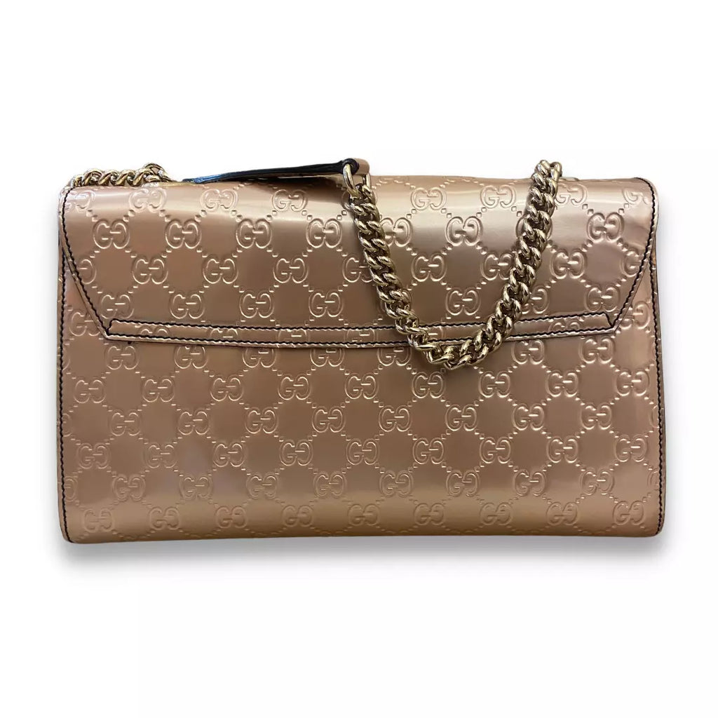 GUCCI PINK MONOGRAM METALLIC BAG