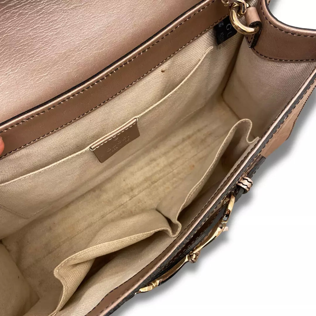 GUCCI PINK MONOGRAM METALLIC BAG