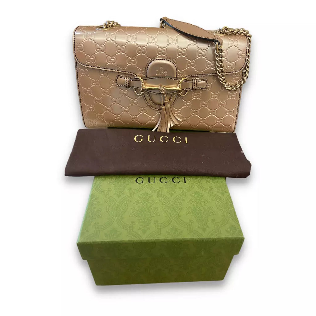 GUCCI PINK MONOGRAM METALLIC BAG