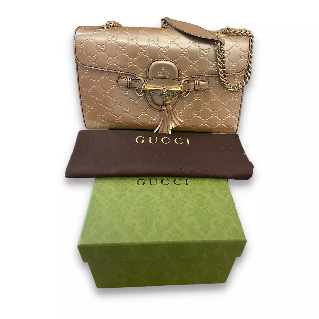 GUCCI PINK MONOGRAM METALLIC BAG