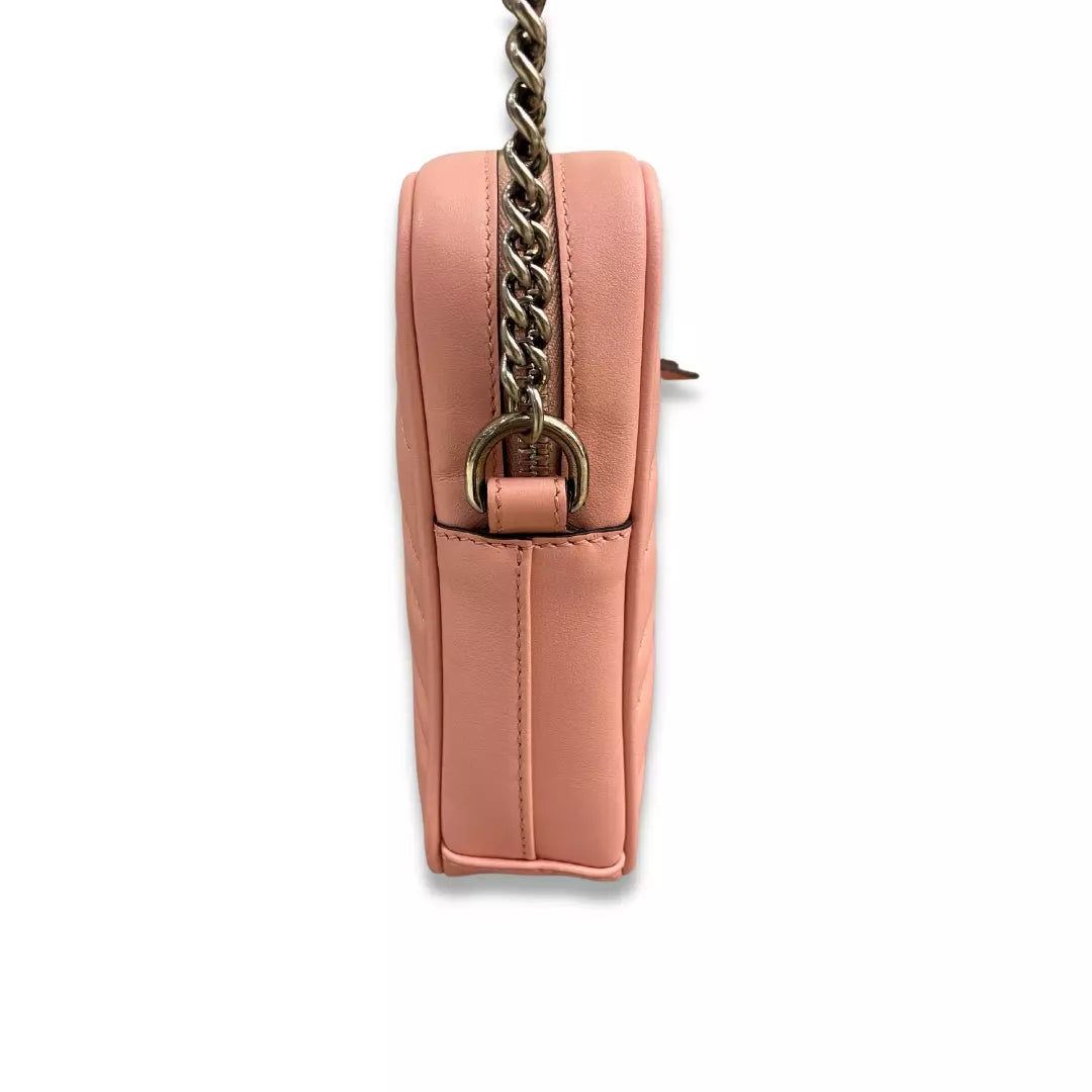 Gucci Pink Matelassé Leather GG Marmont Mini Bag