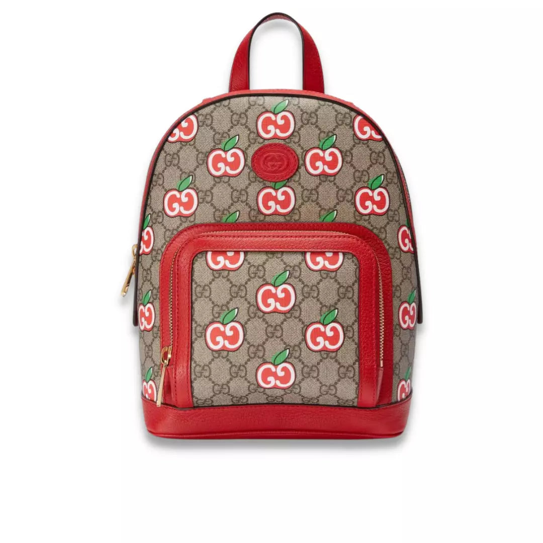 Gucci Red GG Supreme Canvas Apple Backpack
