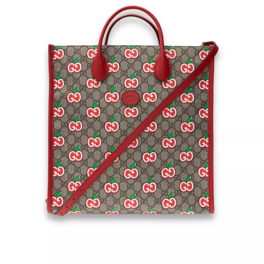 Gucci Red GG Supreme Canvas Apple Tote Bag
