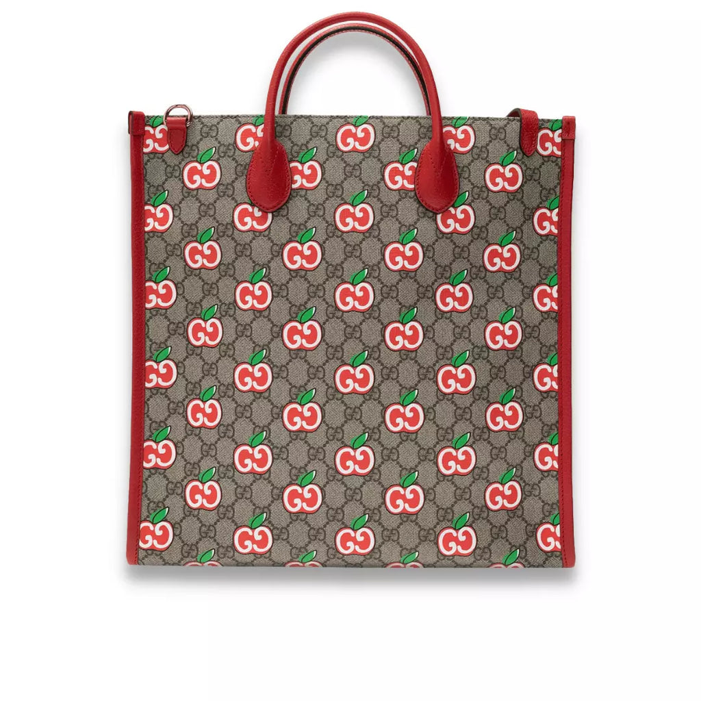 Gucci Red GG Supreme Canvas Apple Tote Bag