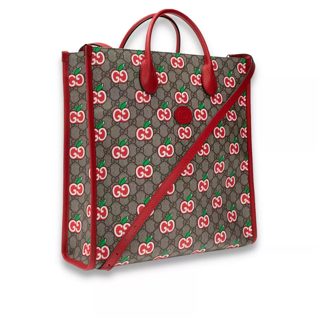 Gucci Red GG Supreme Canvas Apple Tote Bag