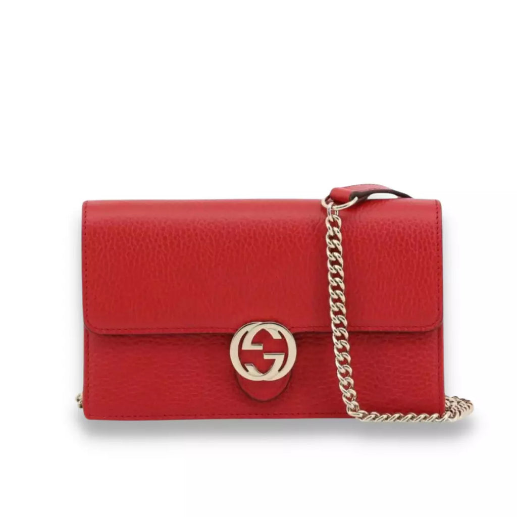 Gucci Red Leather Interlocking Bag