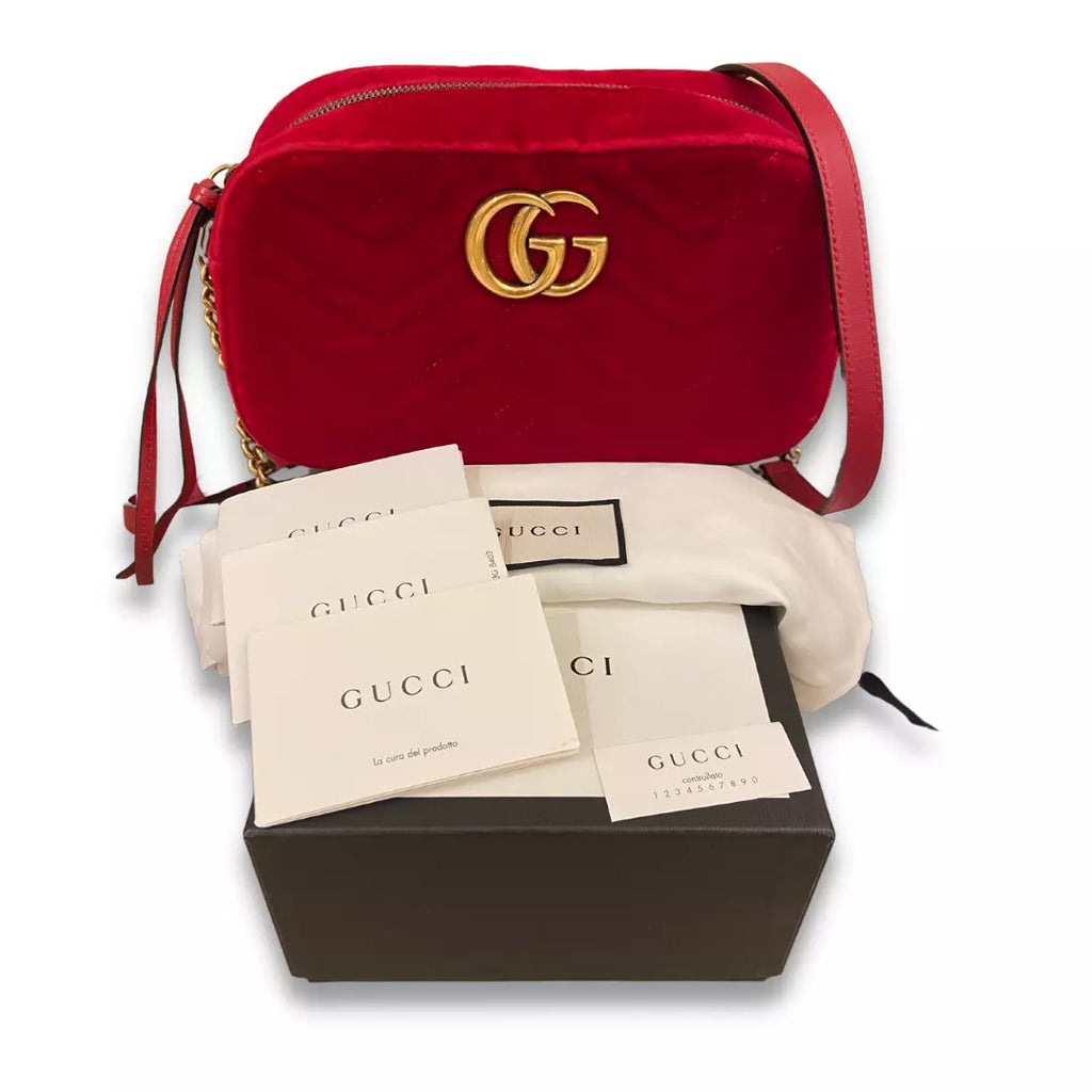 GUCCI RED VELVET MARMONT BAG
