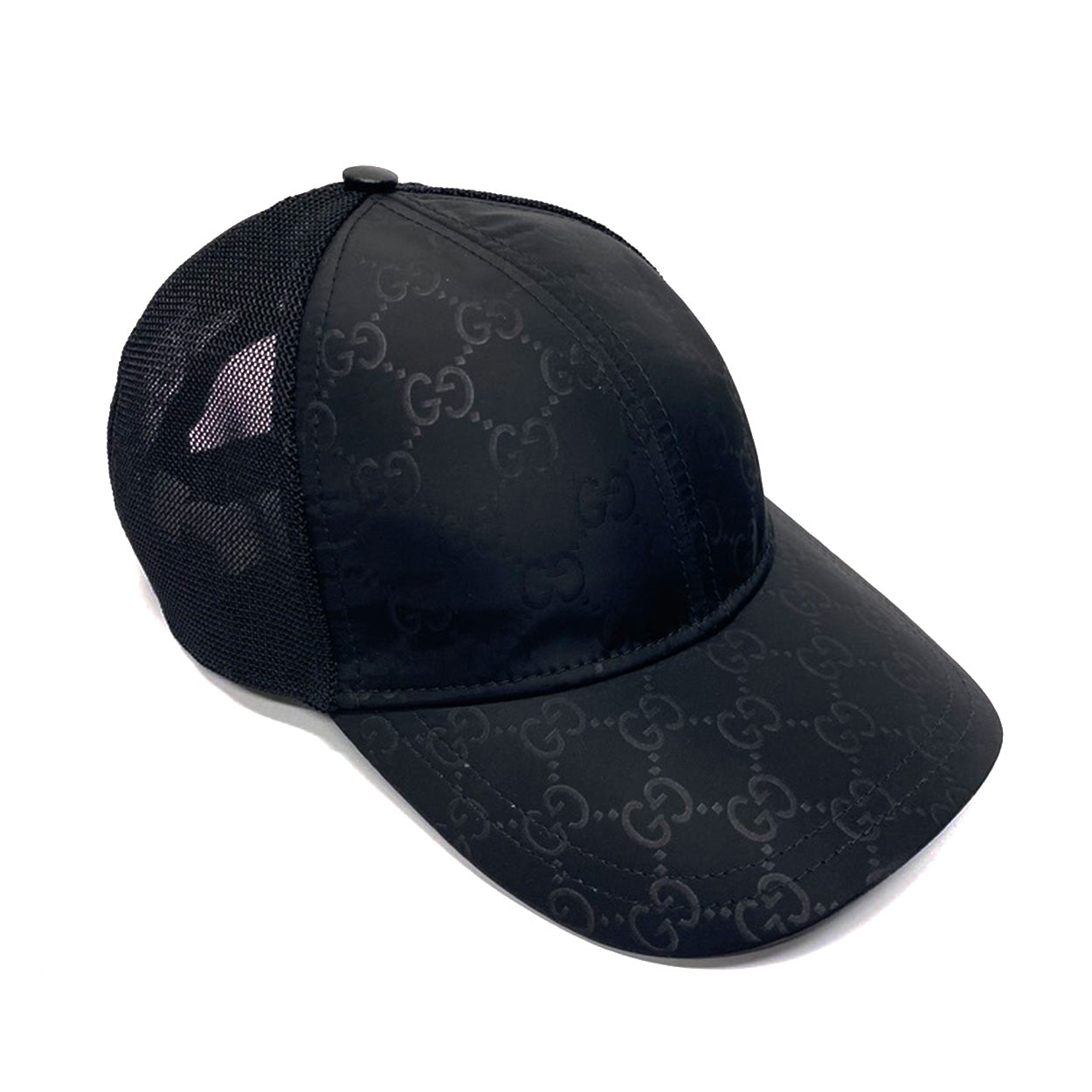 Gucci Signature Hat Unisex Black Nylon Fabric Mesh Baseball Cap 510950 4HD47 (GGH1004)