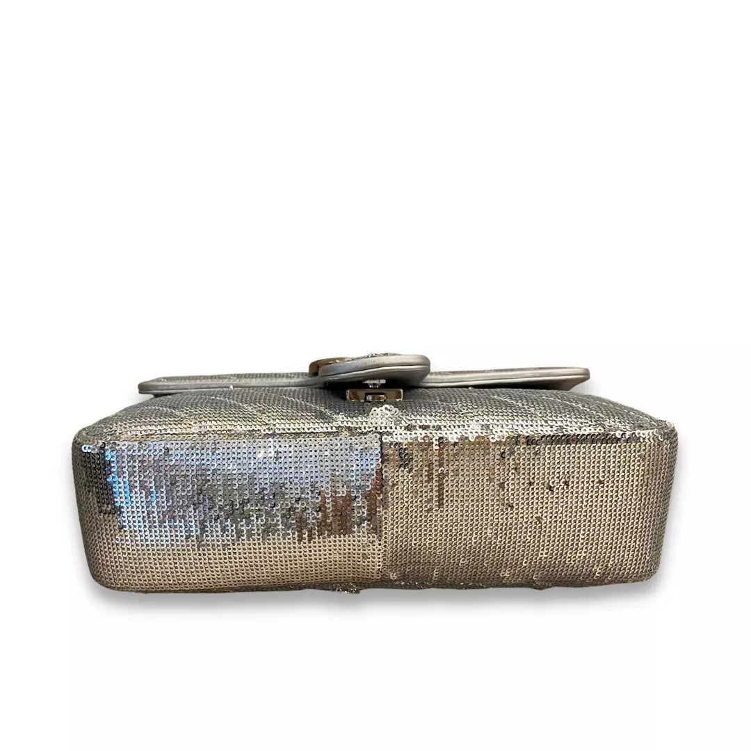 Gucci Silver Sequin GG Marmont Bag