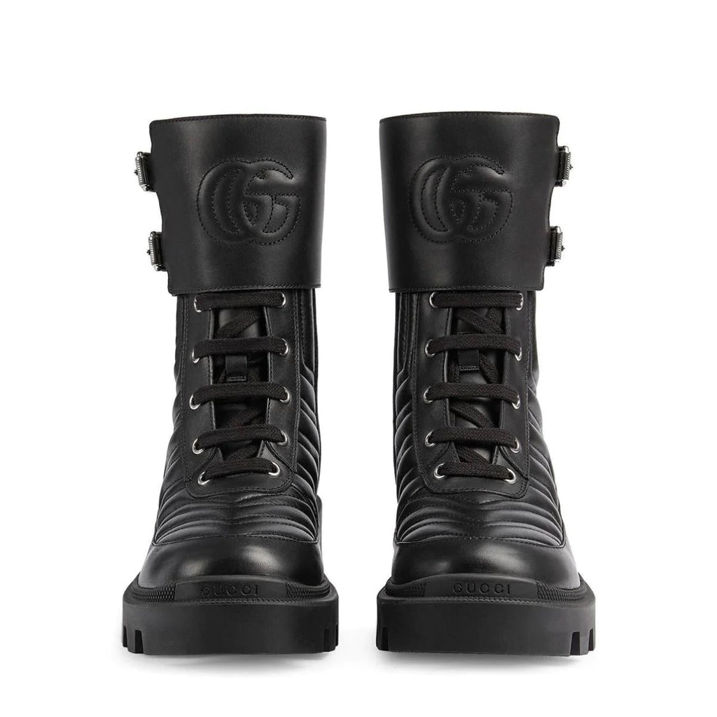 GUCCI GG FRANCES MATELASSE PLATFORM COMBAT BOOTS