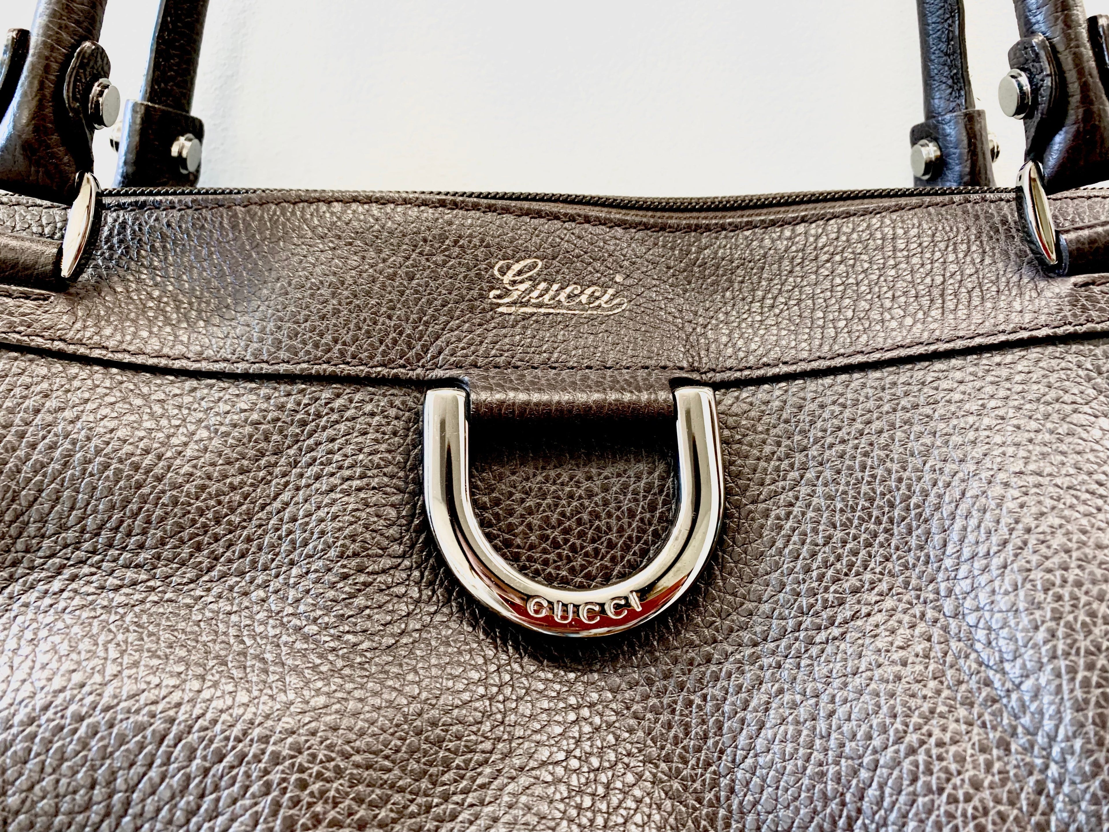 GUCCI BLACK LEATHER D-RING  BAG