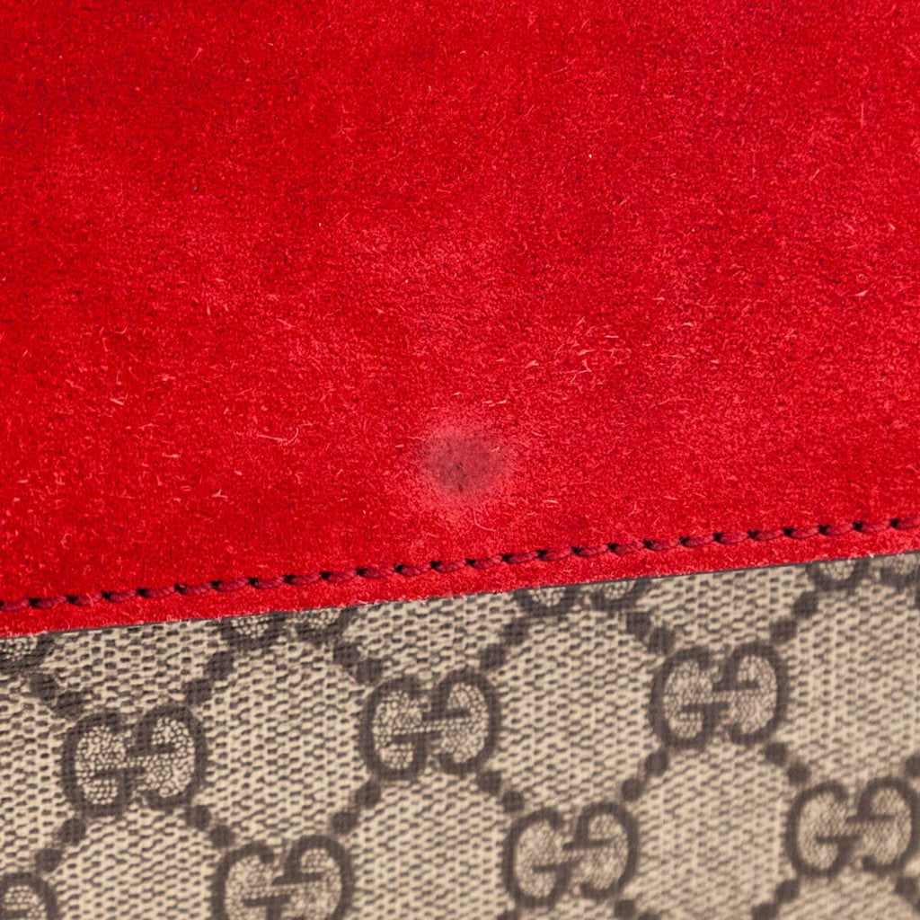 Gucci Beige GG Supreme Red Suede Small Dionysus Bag