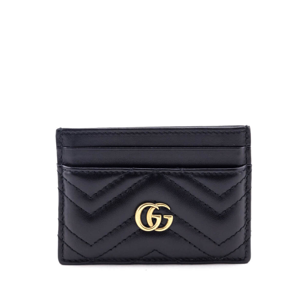 Gucci Black Calfskin Matelasse GG Marmont Card Holder