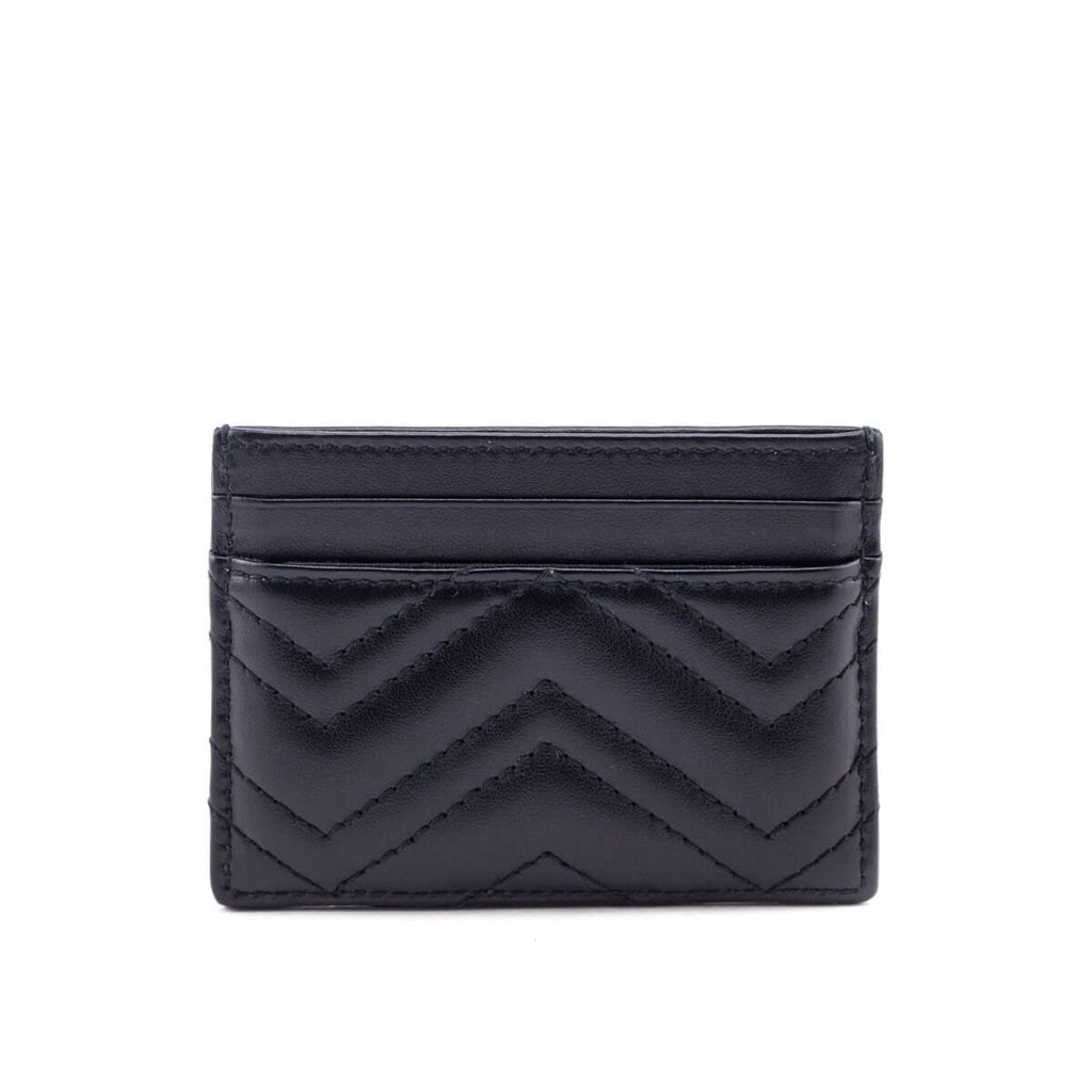 Gucci Black Calfskin Matelasse GG Marmont Card Holder