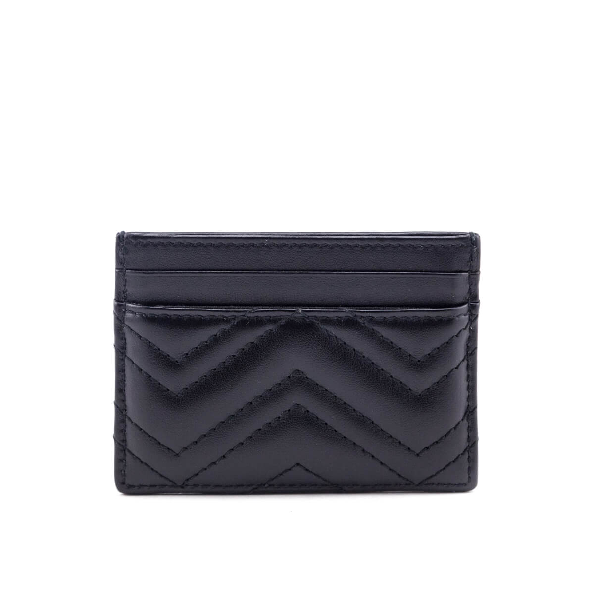 Gucci Black Calfskin Matelasse GG Marmont Card Holder