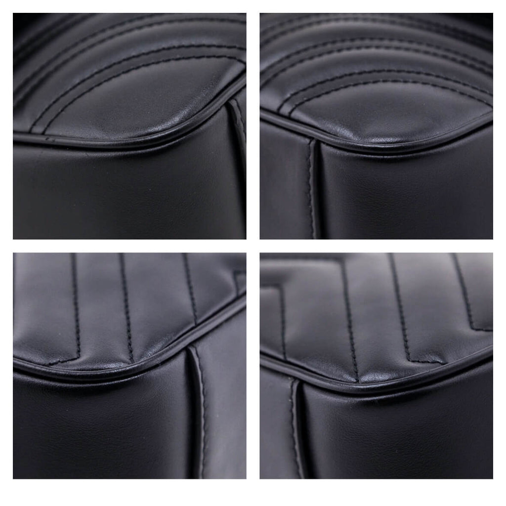 Gucci Black Calfskin Matelasse Small GG Marmont Shoulder Bag