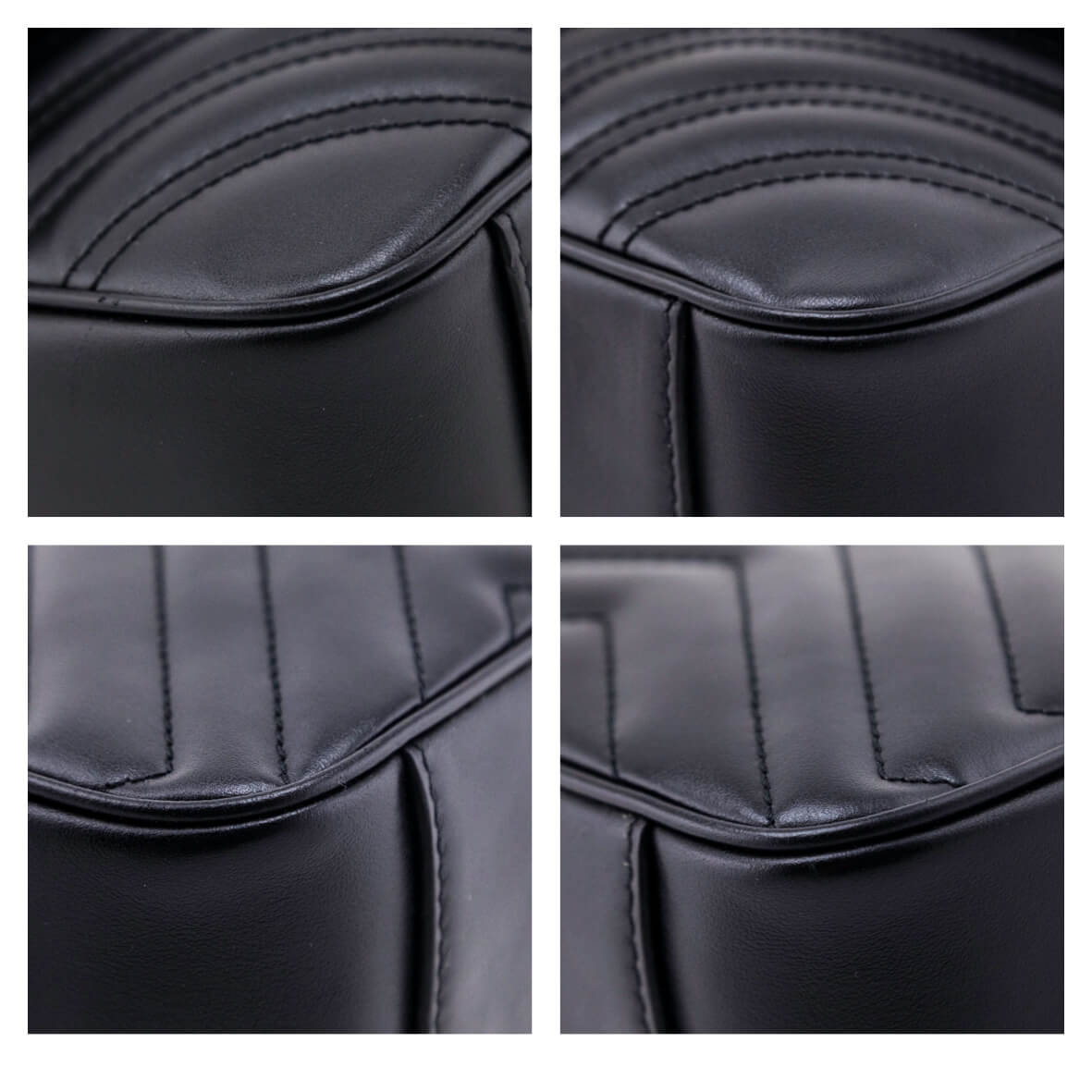 Gucci Black Calfskin Matelasse Small GG Marmont Shoulder Bag