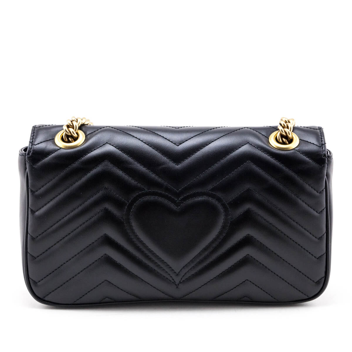 Gucci Black Calfskin Matelasse Small GG Marmont Shoulder Bag