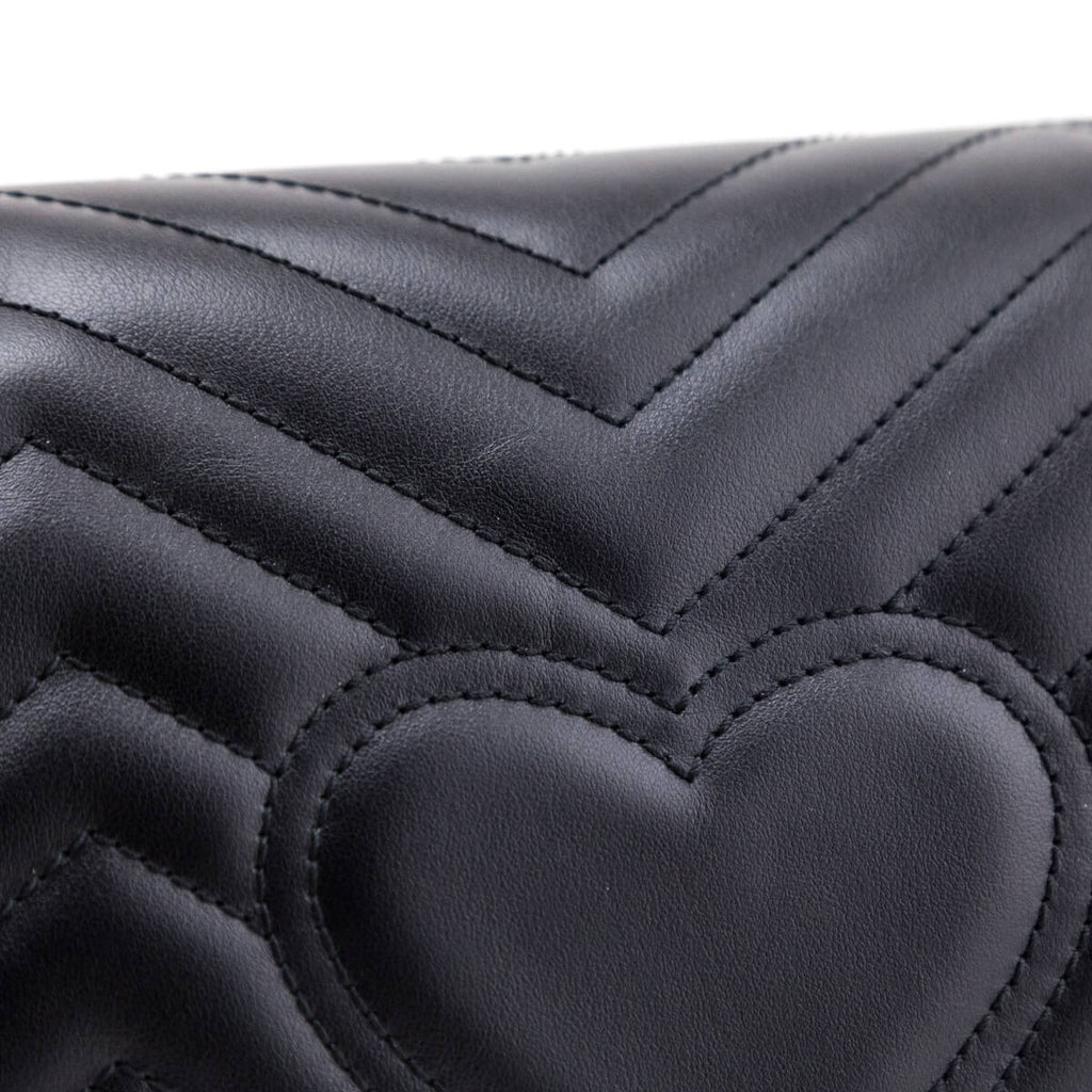 Gucci Black Calfskin Matelasse Small GG Marmont Shoulder Bag