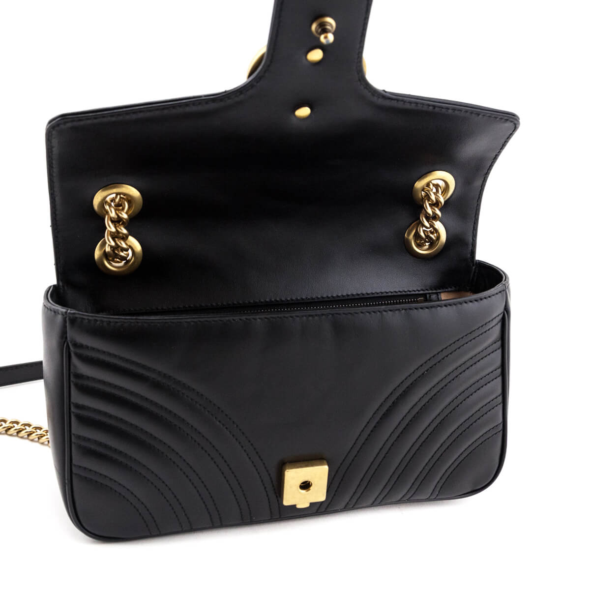 Gucci Black Calfskin Matelasse Small GG Marmont Shoulder Bag