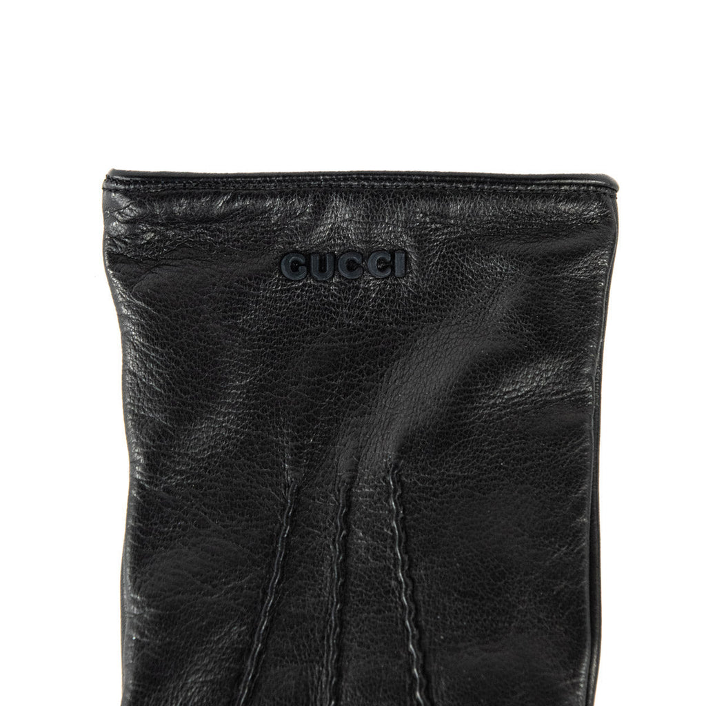 Gucci Black Nappa Leather Donna Gloves Size L