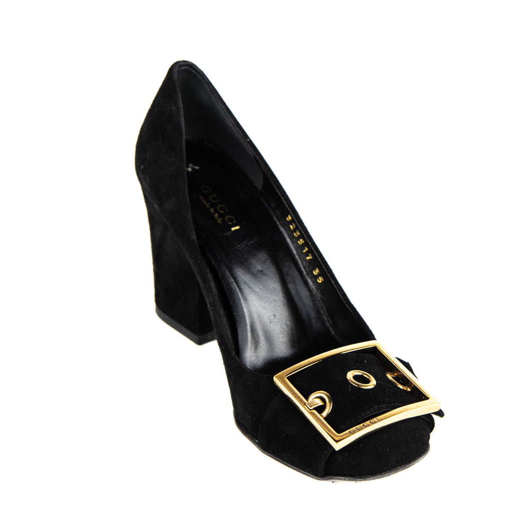 Gucci Black Suede Buckle Pumps Size 5 | EU 35