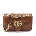 Gucci Brown Diagonal Matelasse Calfskin GG Marmont Mini Shoulder Bag