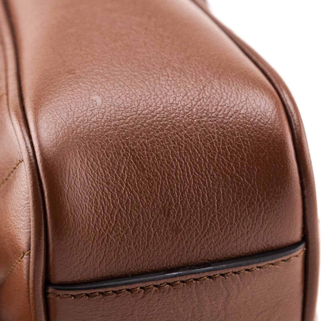 Gucci Brown Diagonal Matelasse Calfskin GG Marmont Mini Shoulder Bag