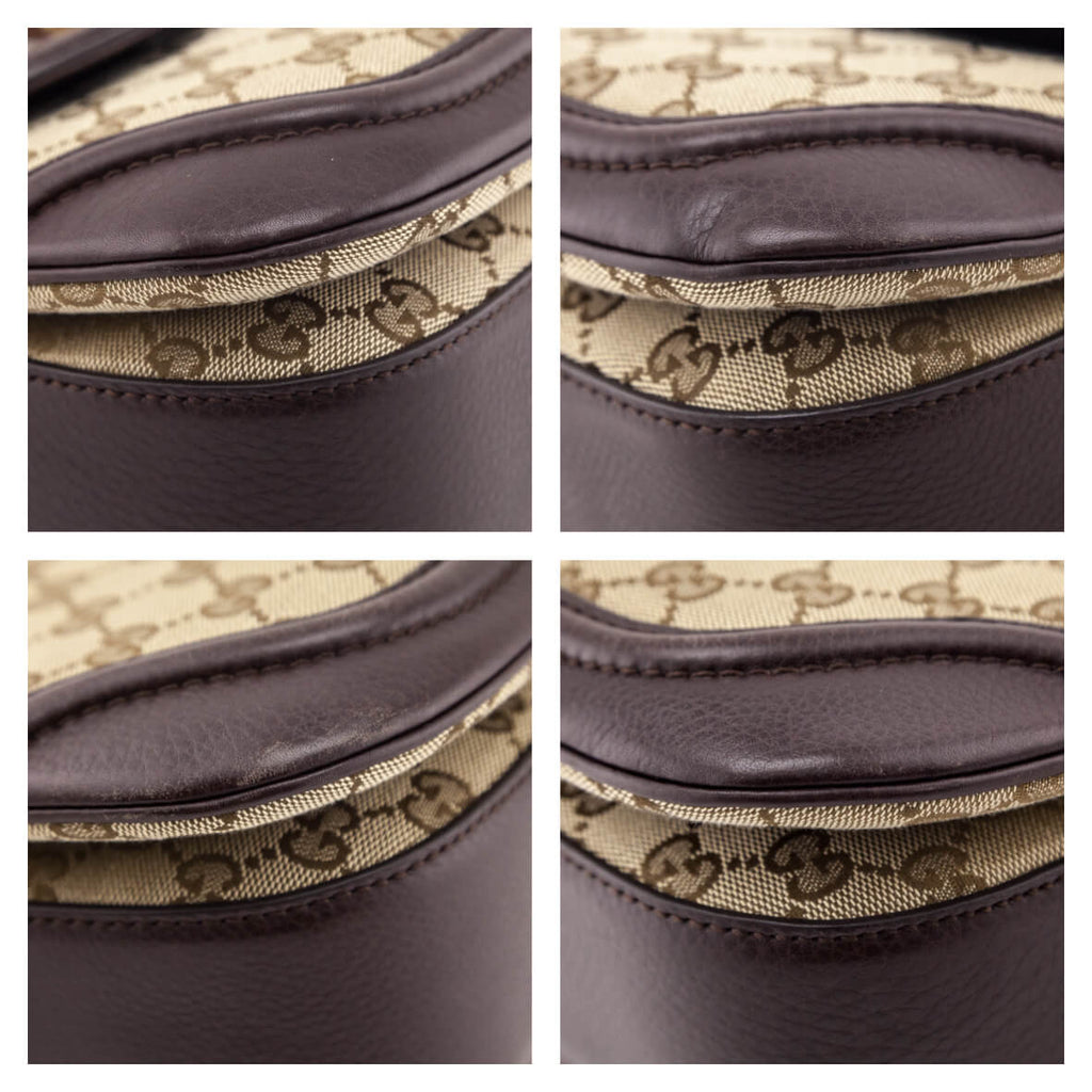 Gucci Brown GG Monogram Medium Bamboo Top Handle Bag