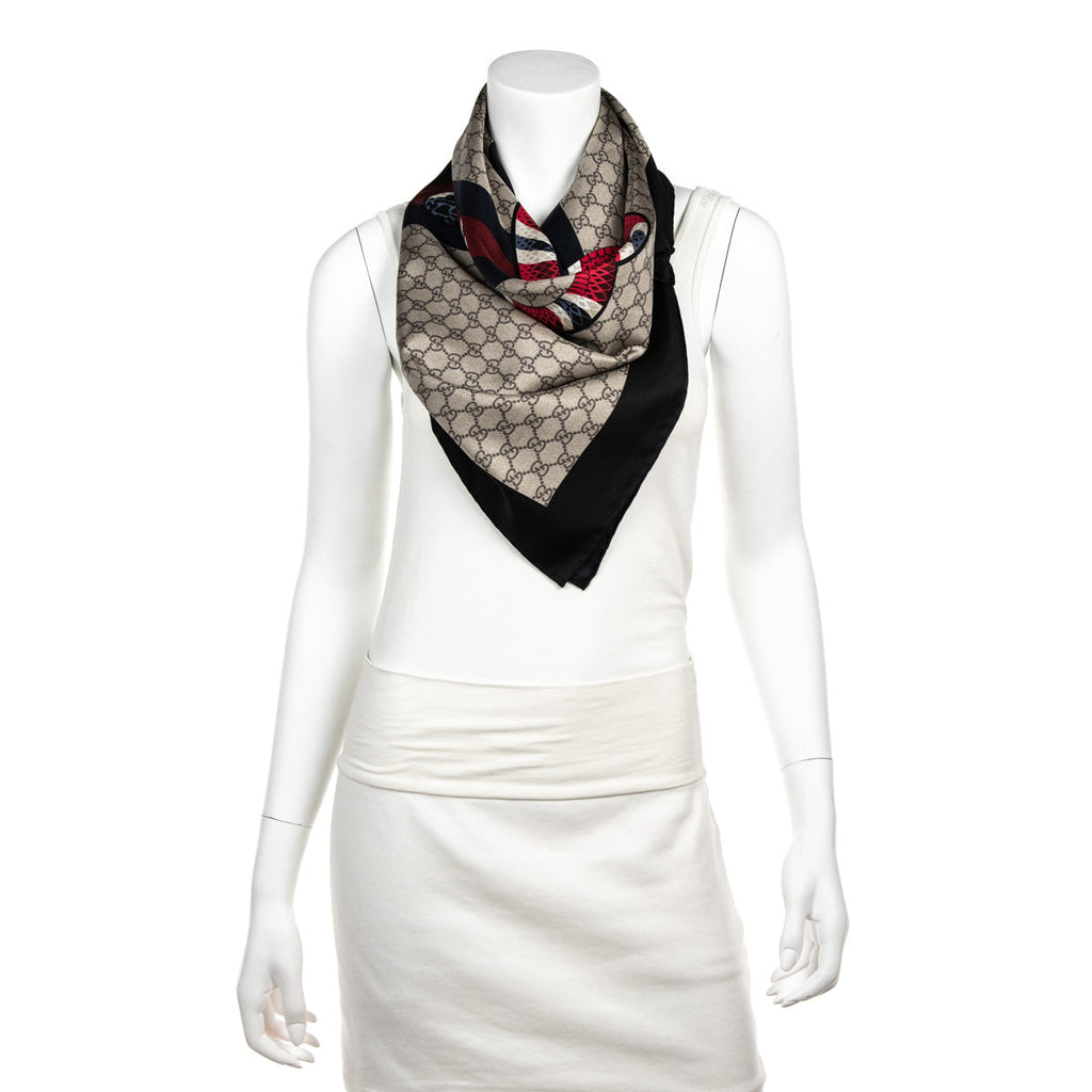 Gucci Monogram GG King Snake Silk 90 Scarf