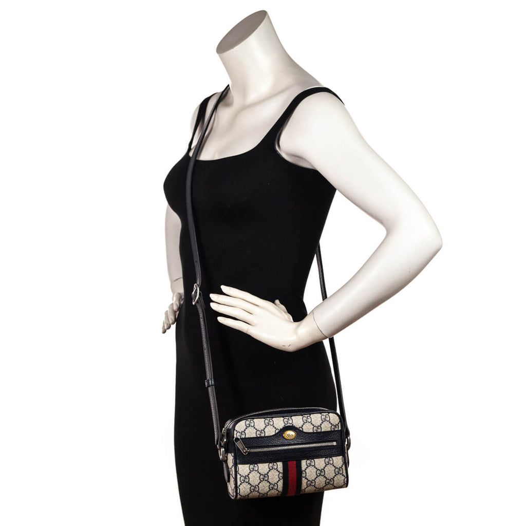 Gucci Navy GG Supreme Mini Ophidia GG Crossbody