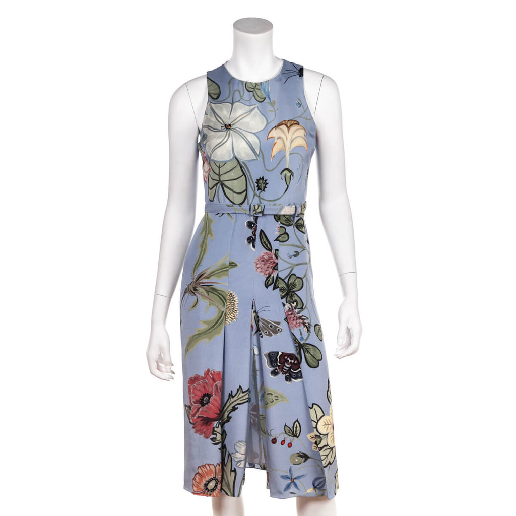 Gucci Pale Blue Floral Silk Kris Knight Dress Size XXS | IT 38