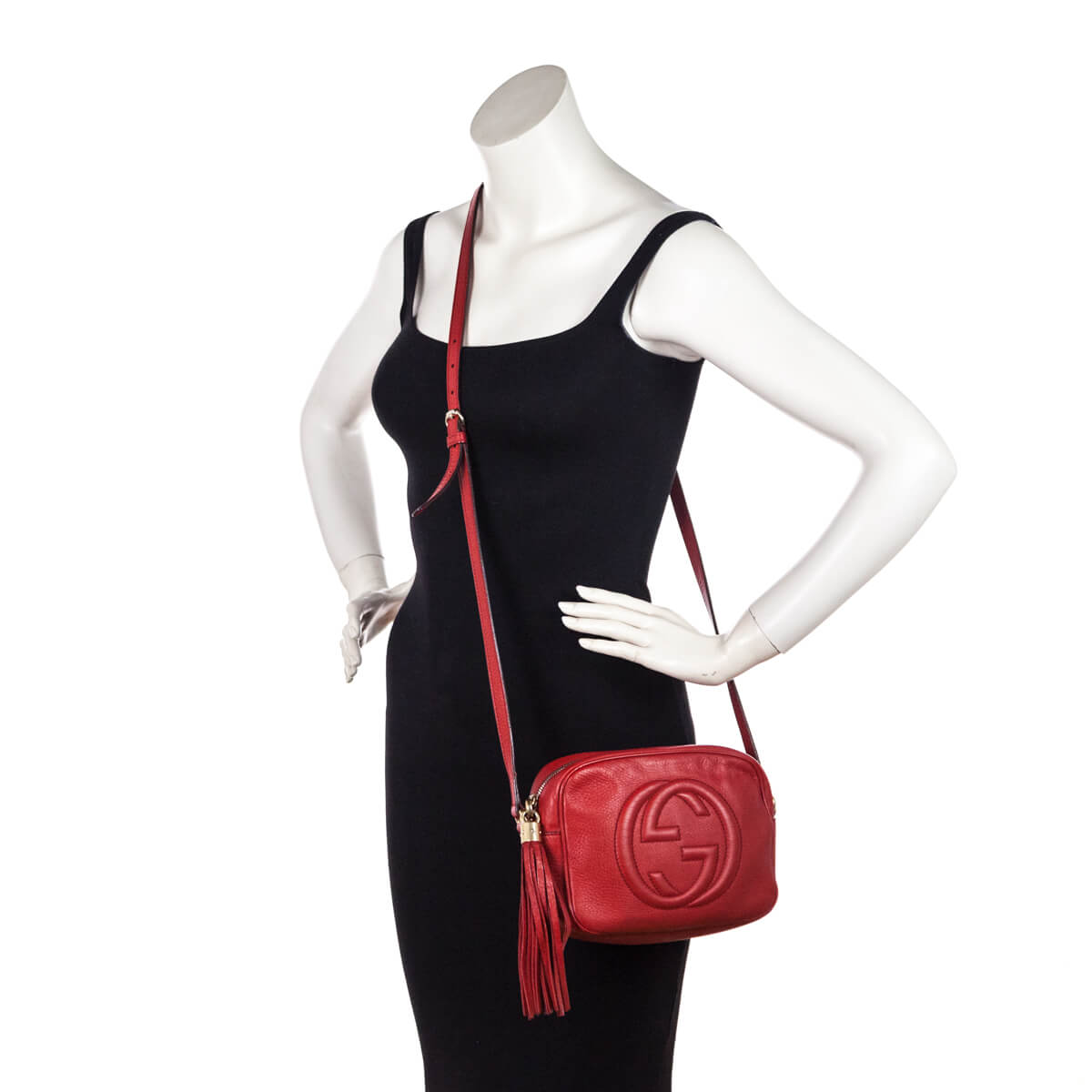 Gucci Red Pebbled Calfskin Soho Disco Crossbody